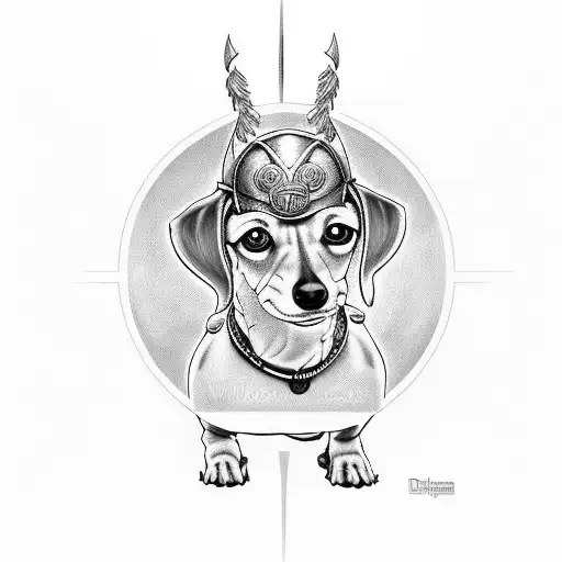 warrior dachshund viking sausage dog tattoo design idea