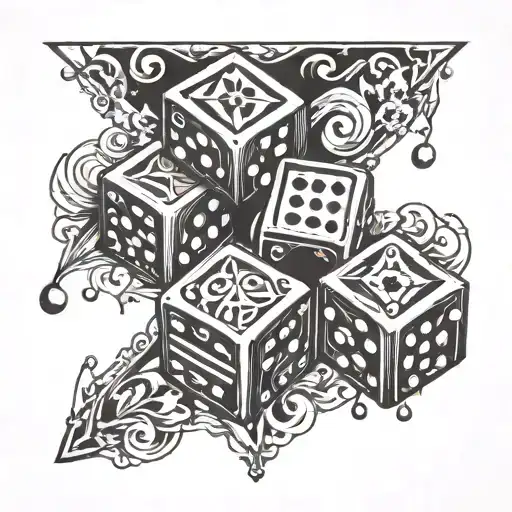 2 backgammon dices hanged tattoo design idea