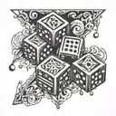 2 backgammon dices hanged tattoo design idea