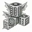 2 backgammon dices hanged tattoo design idea