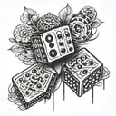 2 backgammon dices hanged tattoo design idea
