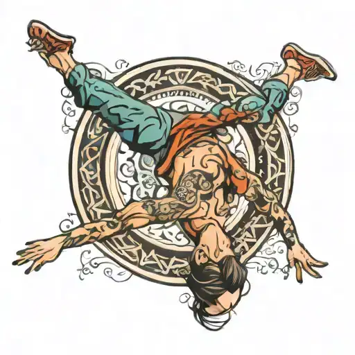 person doing cartwheel  tattoo design idea