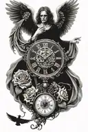 angel of death with a clock tattoo design idea