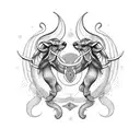 aries and pisces tattoo design idea
