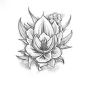 violet, marigold, aster, daffodil tattoo design idea