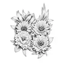 violet, marigold, aster, daffodil tattoo design idea