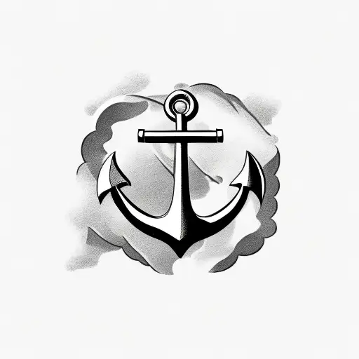 Anchor, black and white tattoo design idea