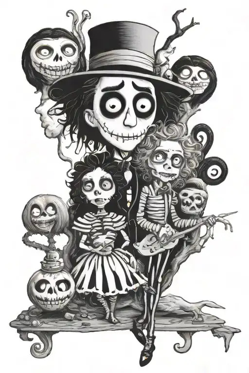 tim burton movies no color  tattoo design idea