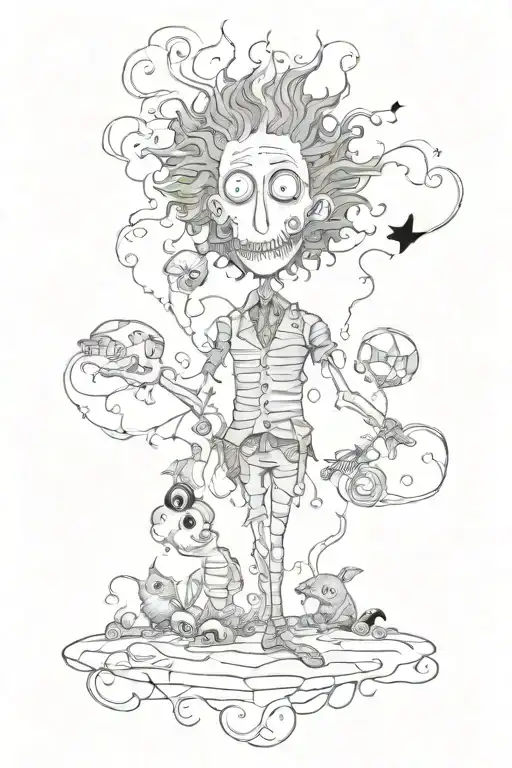 tim burton movies no color  tattoo design idea
