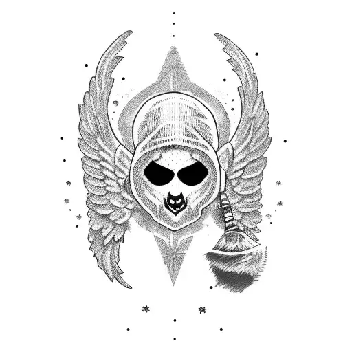 An angel with a ski mask tattoo design idea