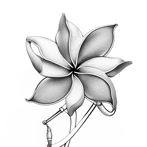 A stethoscope wrapped around a plumeria flower tattoo design idea