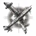 Design a tattoo of a cross made out of airplane contrails, symbolizing your Christian faith and love for aviation, in a dotwork style tattoo design idea