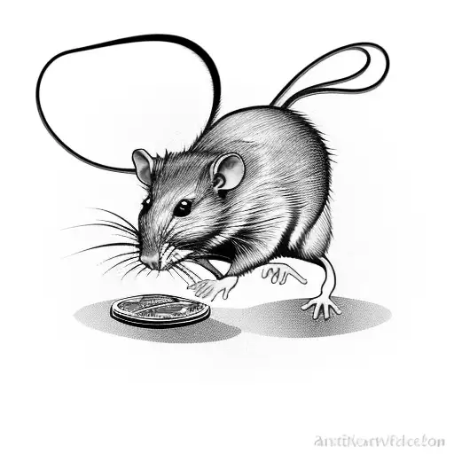 A rat running with a bag of money tattoo design idea