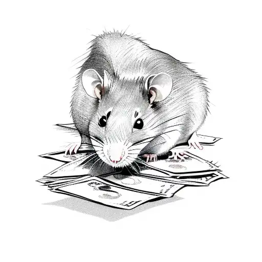 A rat with a bag of money tattoo design idea