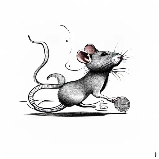 A rat running with a bag of money tattoo design idea