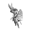 archangel Michael holding sword tattoo design idea