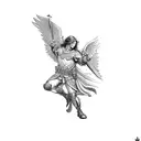 archangel Michael holding sword tattoo design idea