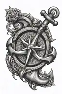 anchor with compass  tattoo design idea