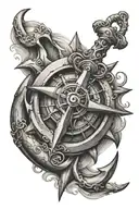 anchor with compass  tattoo design idea