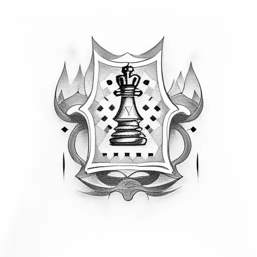 Business-related tattoo with a chessboard and a dagger tattoo design idea