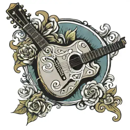 acoustic guitar, the number 20, the number 23 tattoo design idea