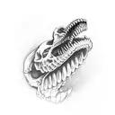 snake skeleton head, open mouth tattoo design idea