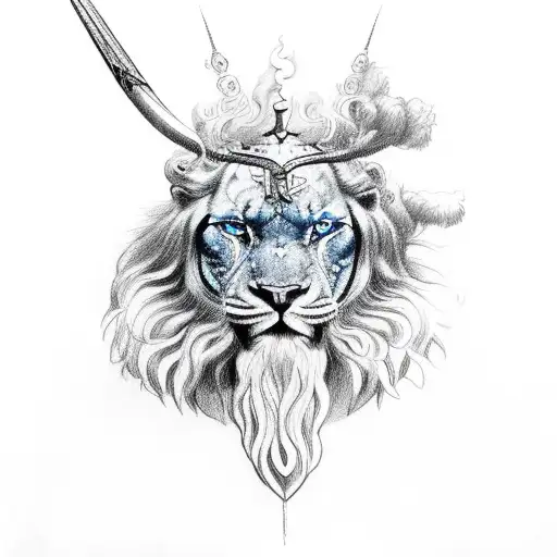 Zeus with blue eyes tattoo design idea