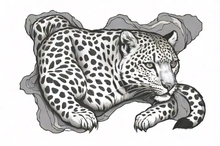 mountain snow leopard tattoo design idea