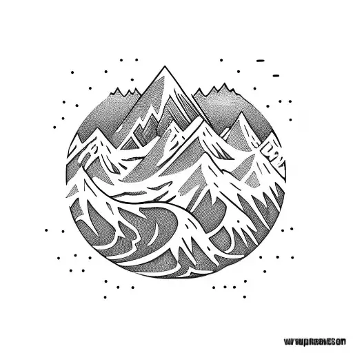Snowboarder riding a wave of mountains tattoo design idea