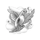 Dove,Cocoa,clouds,and rose tattoo design idea