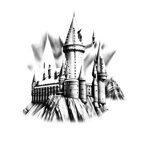 Hogwarts sleeve tattoo design idea
