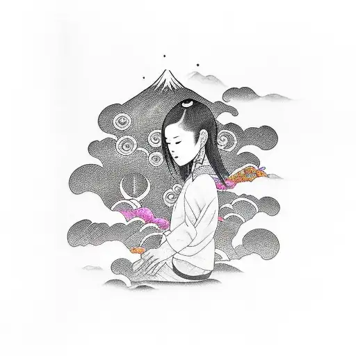 two daughters girl dad heart and soul mountain  tattoo design idea