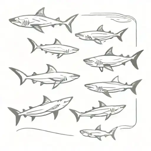 3D sharks swimming tattoo design idea