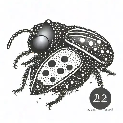 A minimalist design of a love bug with the date of March 28 2022 tattoo design idea
