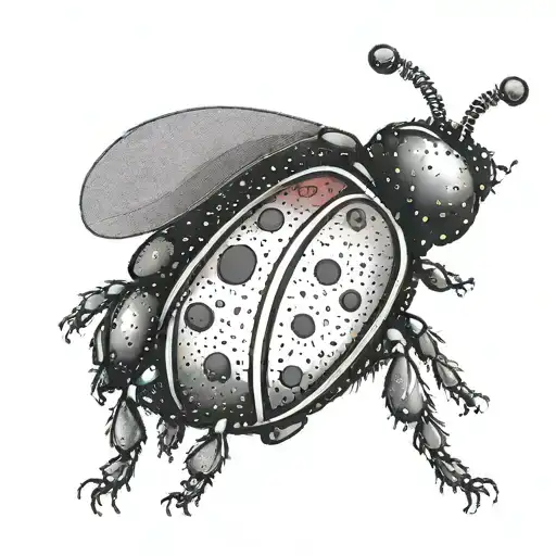 A minimalist design of a love bug with the date of your mom's passing as a subtle tribute tattoo design idea