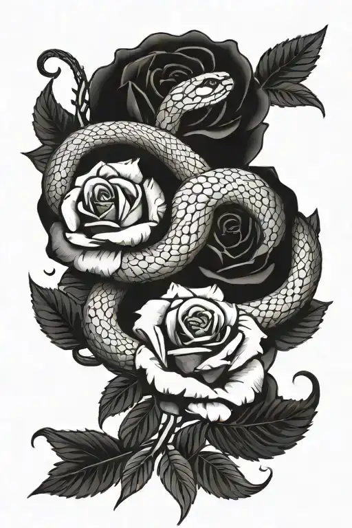 snake and rose tattoo tattoo design idea