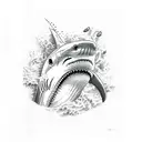 shark bite tattoo design idea