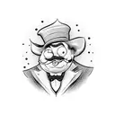 Rich Uncle Pennybags wit 100 dollars and casino tattoo design idea