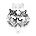 two wolves in a cage rage tattoo design idea
