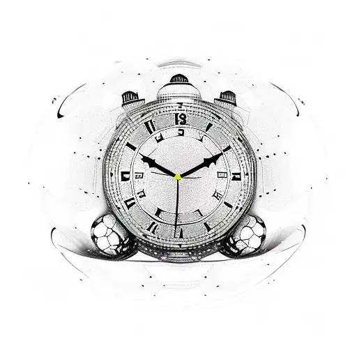 A clock with the time 11:13 and a soccer ball as the clock face, commemorating the date of your best friend's passing and your love for soccer tattoo design idea