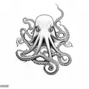 Skateboarding octopus tattoo design idea