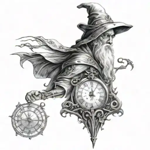 Time Wizard 7Z5coNacMZripmAjKH5nR9 Realism Tattoo - BlackInk AI