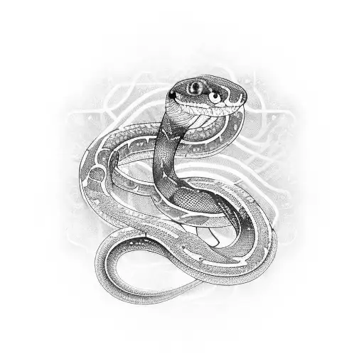Forearm sleeve with snake scales with a subtle metallic sheen with intricate lines resembling cybernetic circuits across tattoo design idea