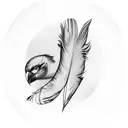 half arm sleeve bird feathers tattoo design idea