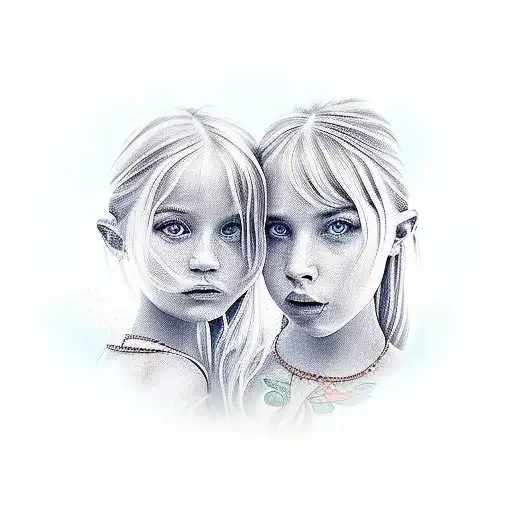 for 2 daughters named Alexandra Rose and Elle Green tattoo design idea