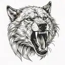 angry wild wolf from front  tattoo design idea