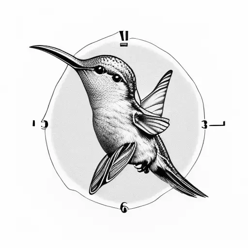 baby Humming bird and baby foot print  and  time clock tattoo design idea