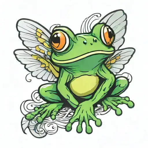 cute frog with angle wings  tattoo design idea