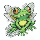 cute frog with angle wings  tattoo design idea