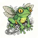 cute frog with angle wings  tattoo design idea